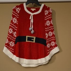 It's Our Time Festive Red Poncho Sweater